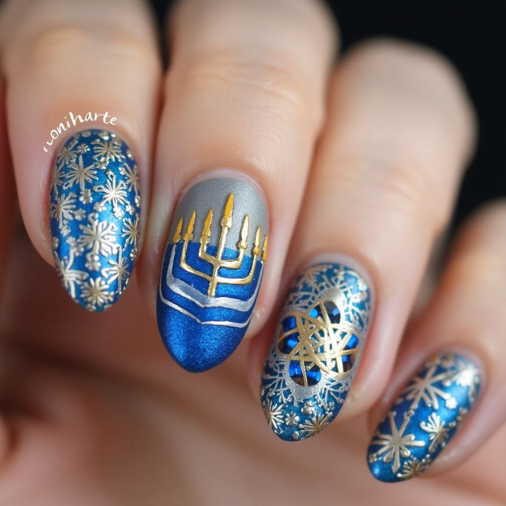 Hanukkah 3d Nail Design