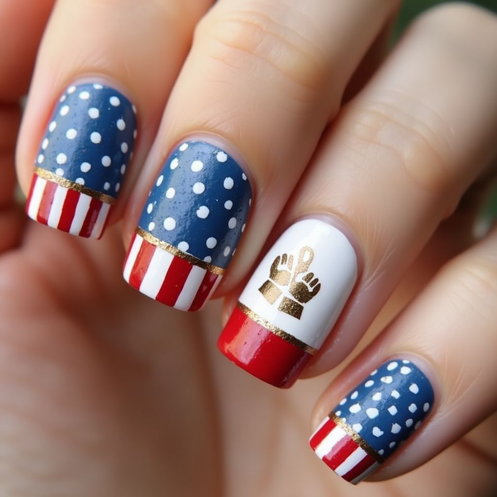 Labor Day Negative Space Nail Design
