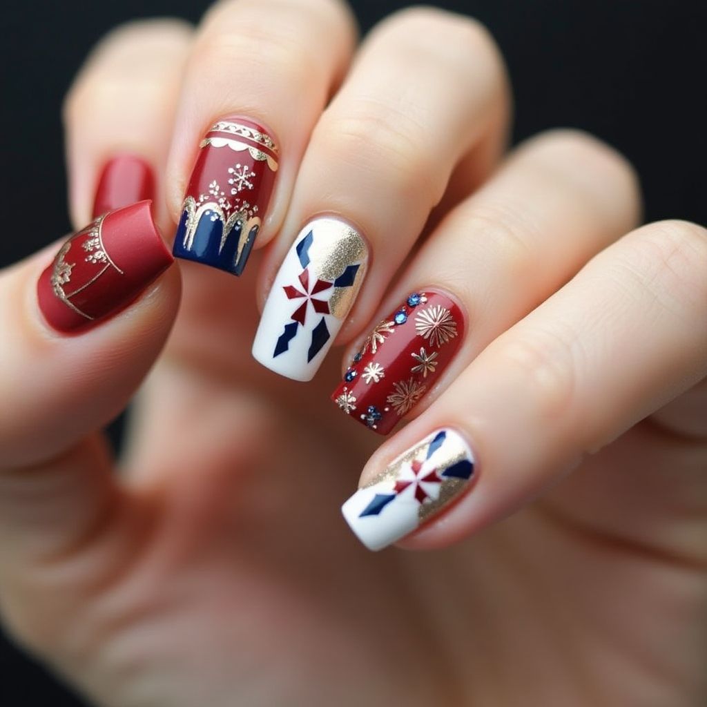 Holiday Negative Space Nail Design