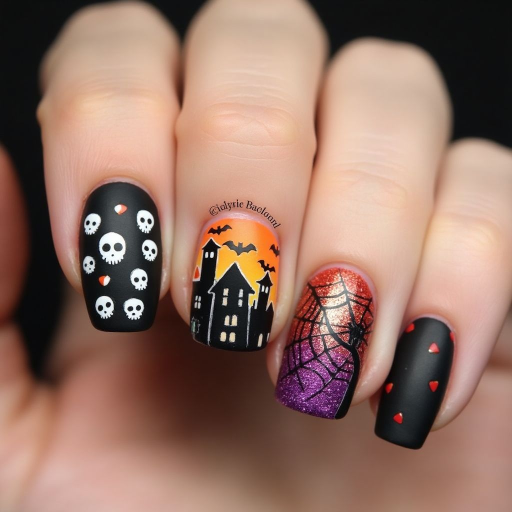Halloween Ombre Nail Design