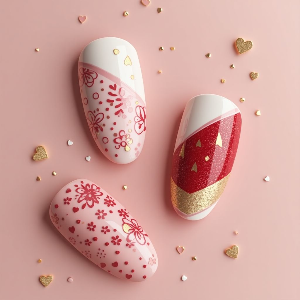 Valentine's Day Negative Space Nail Design