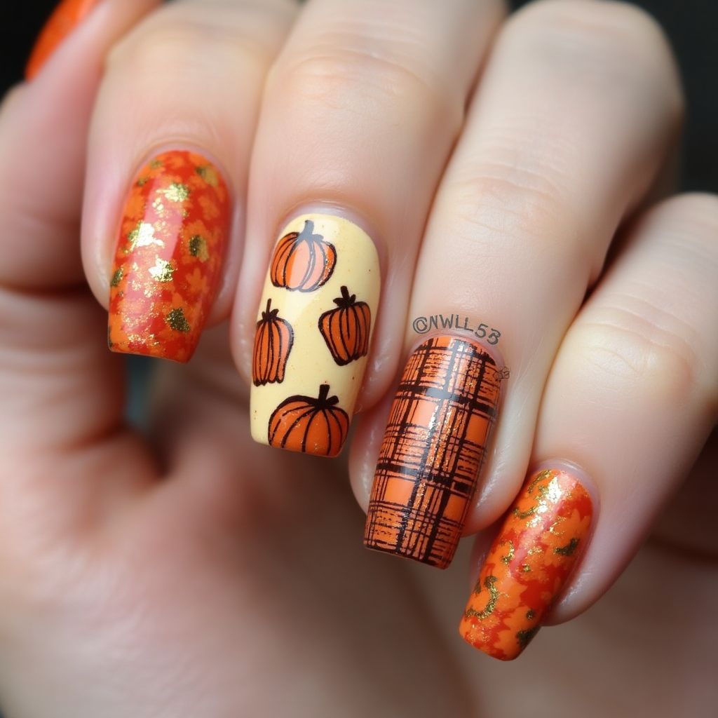 Thanksgiving Stamping Nail Design