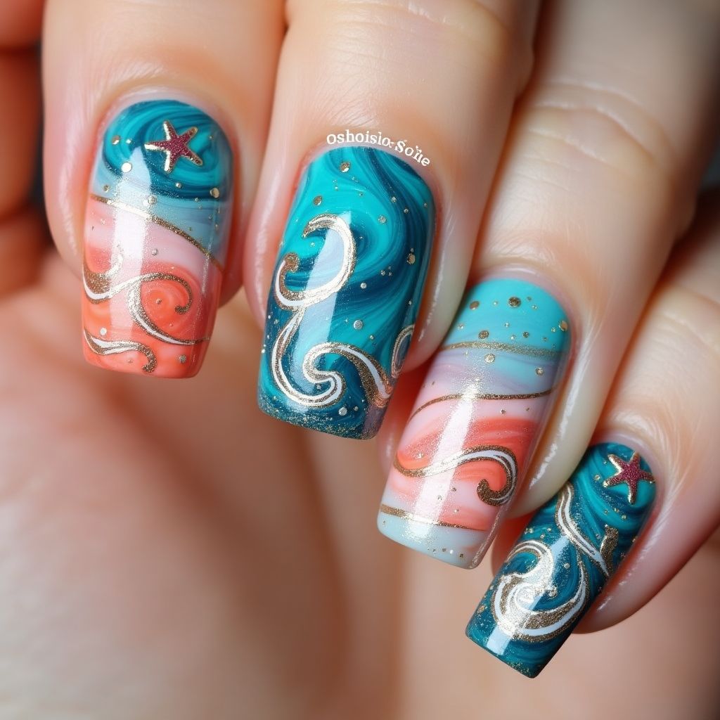 Cruise Marbling Nail Design