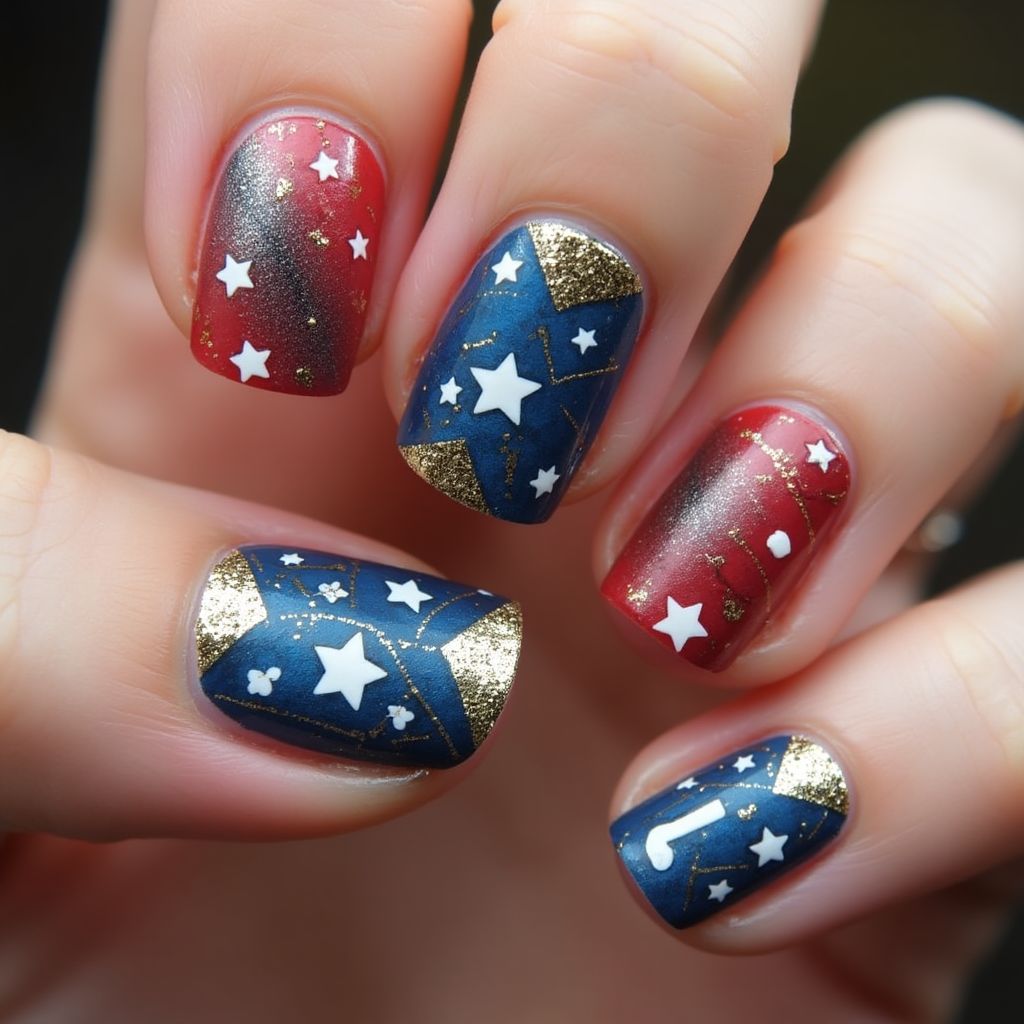 Labor Day Ombre Nail Design