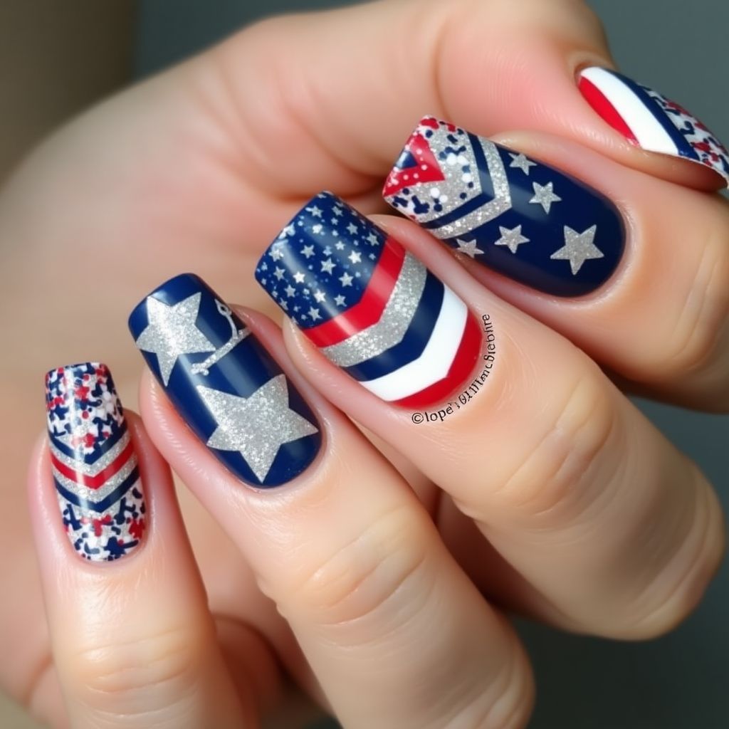 Labor Day Negative Space Nail Design