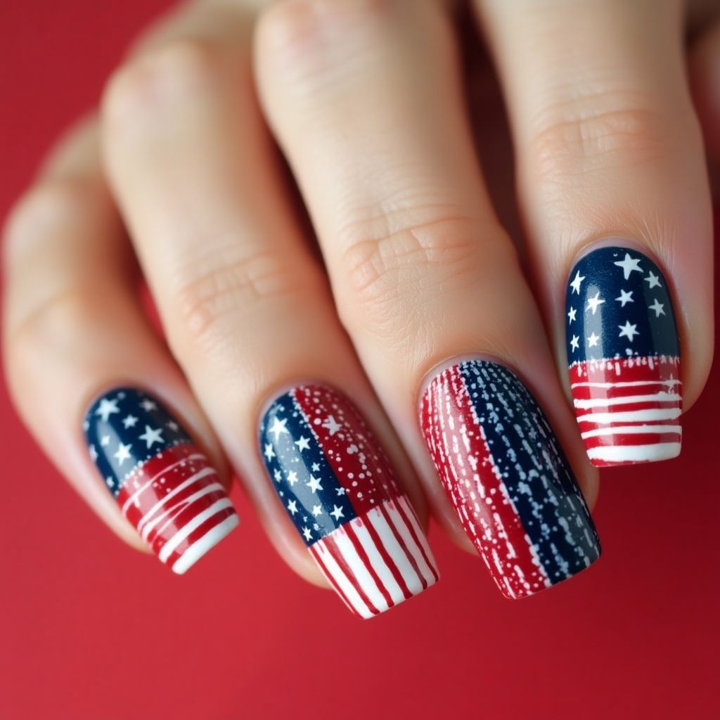 Independence Day Negative Space Nail Design