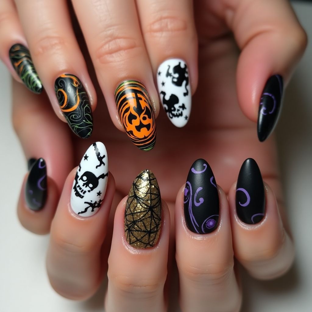 Halloween Marbling Nail Design