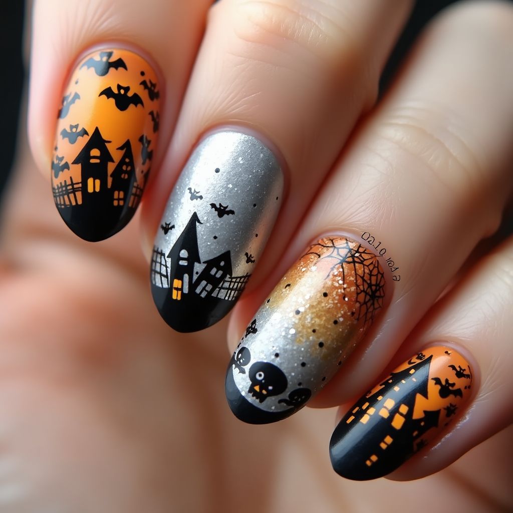 Halloween Stamping Nail Design