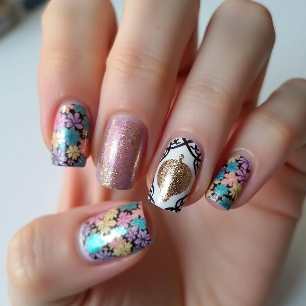 Celebration Freehand Art Nail Design