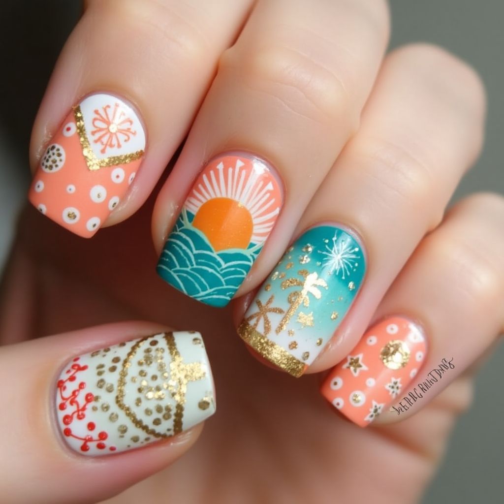 Cruise Dotting Nail Design