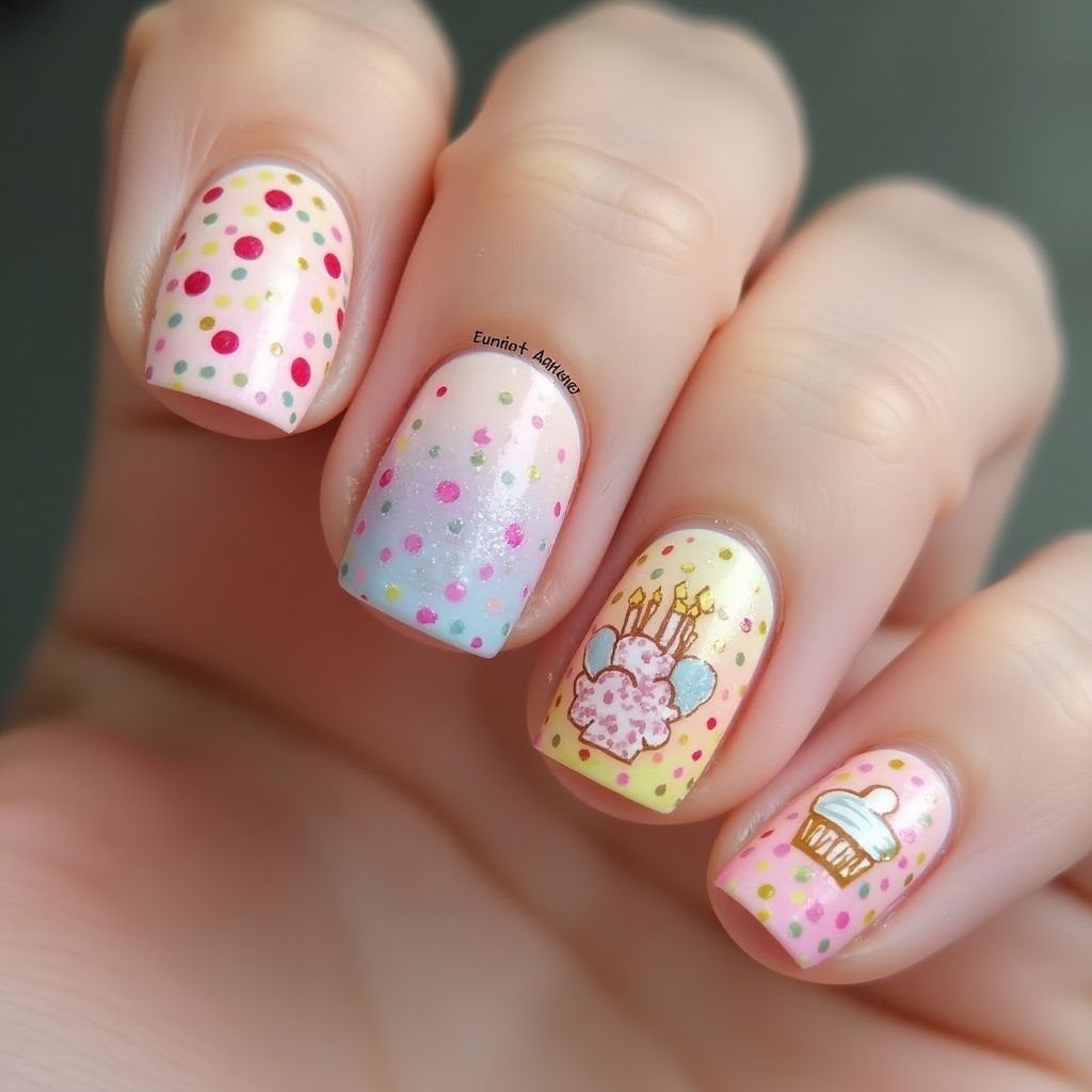 Birthday Dotting Nail Design