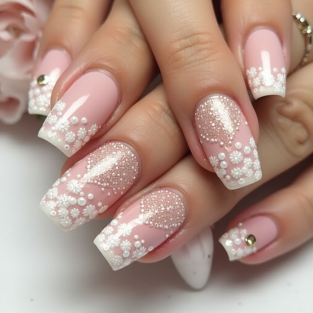 Wedding Dotting Nail Design