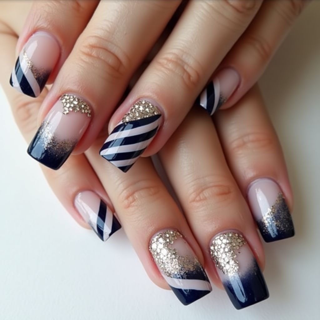 Prom Stripes And Lines Nail Design