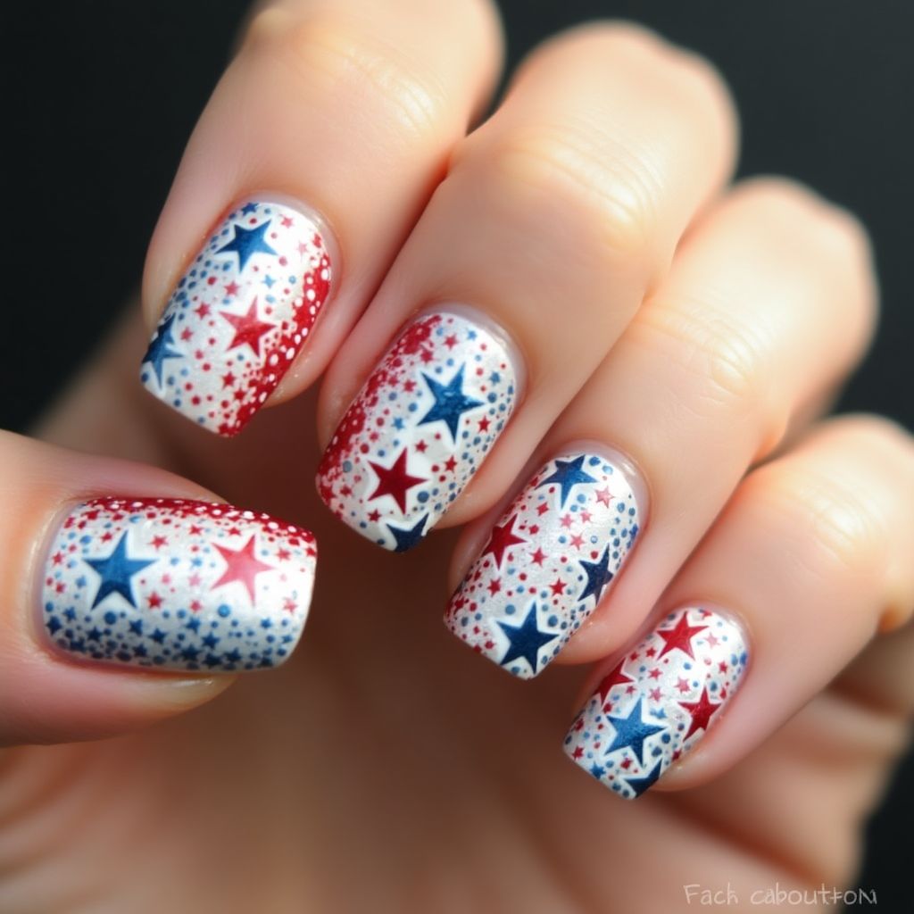4th Of July Dotting Nail Design