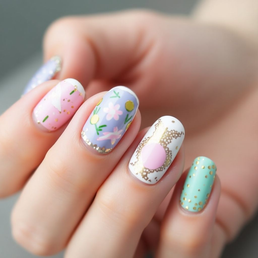 Easter Freehand Art Nail Design