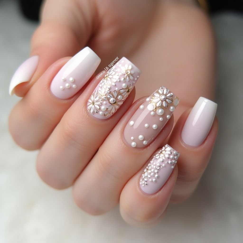 Wedding Dotting Nail Design