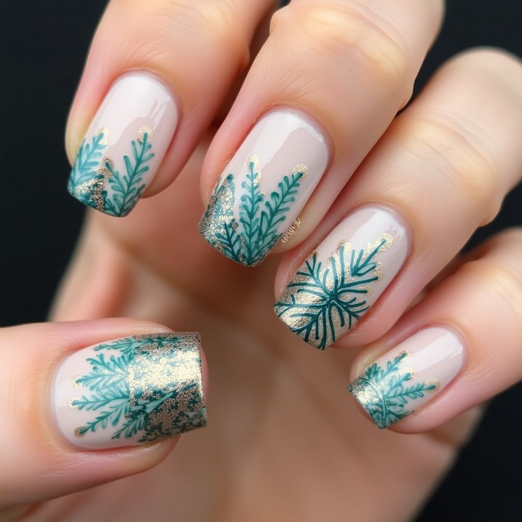 Holiday Freehand Art Nail Design