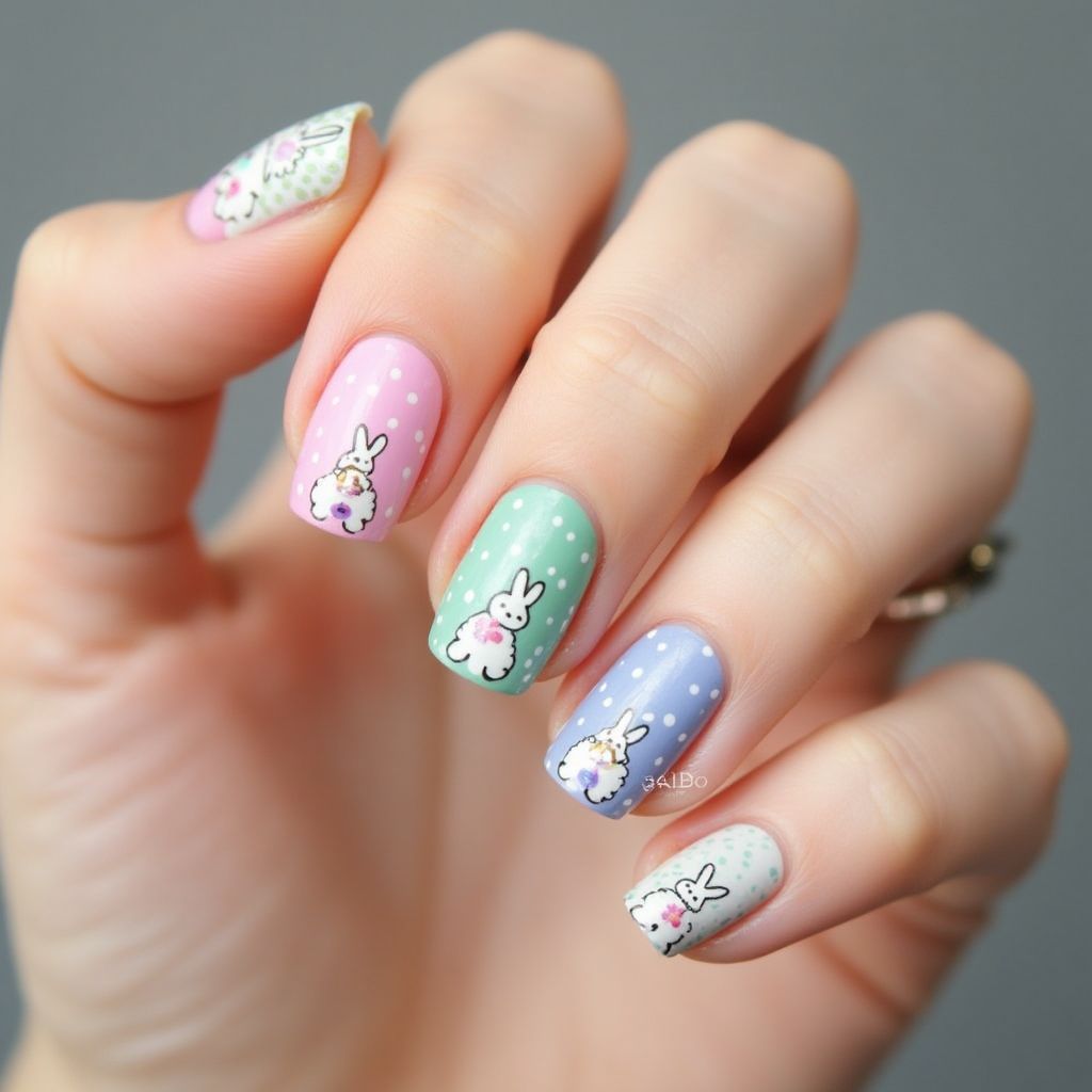 Easter Dotting Nail Design