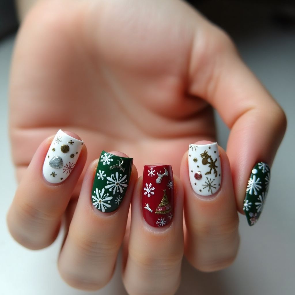 Christmas Dotting Nail Design