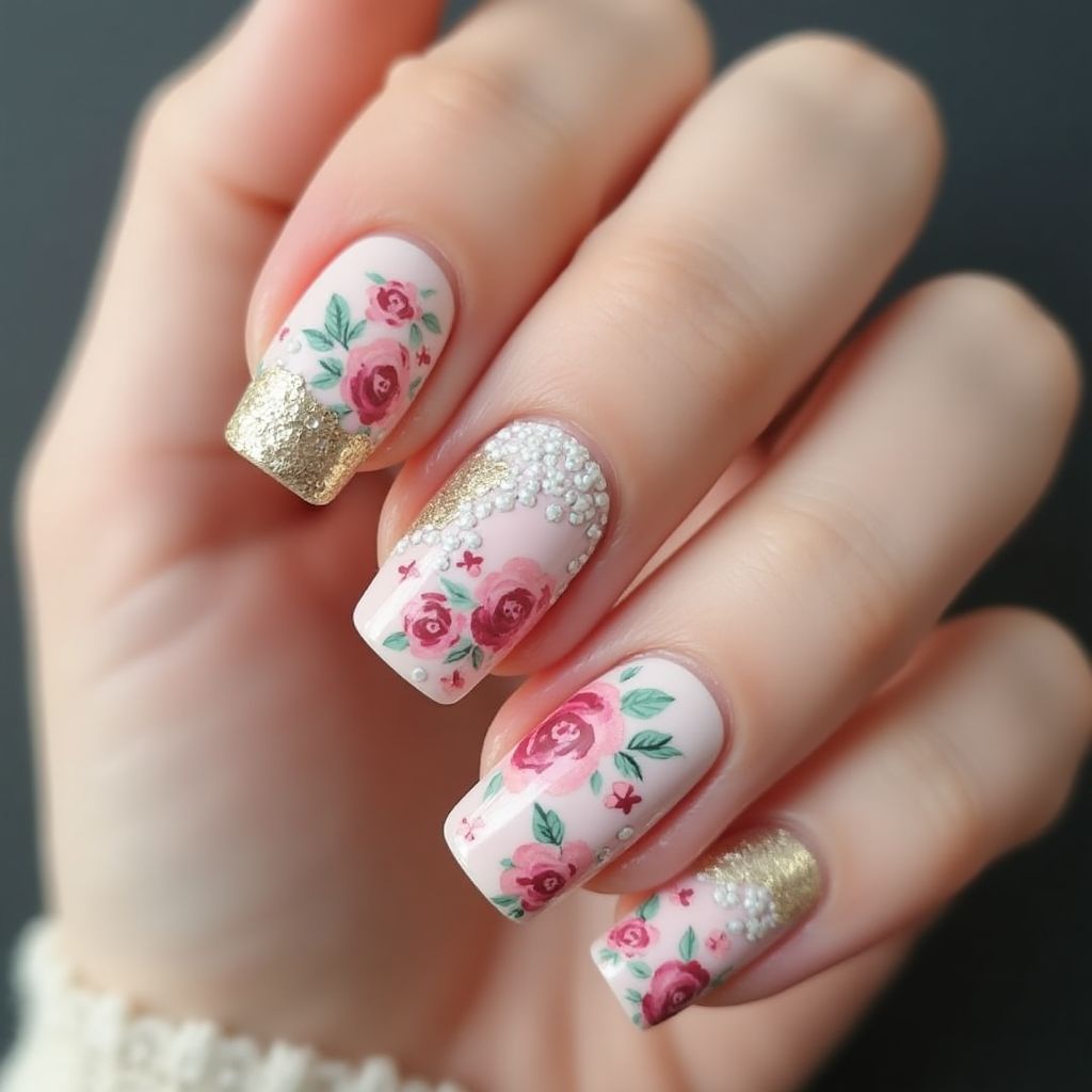 Mother's Day Freehand Art Nail Design