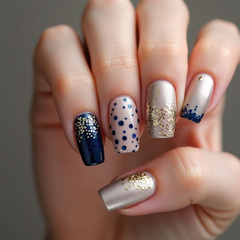 New Year Dotting Nail Design