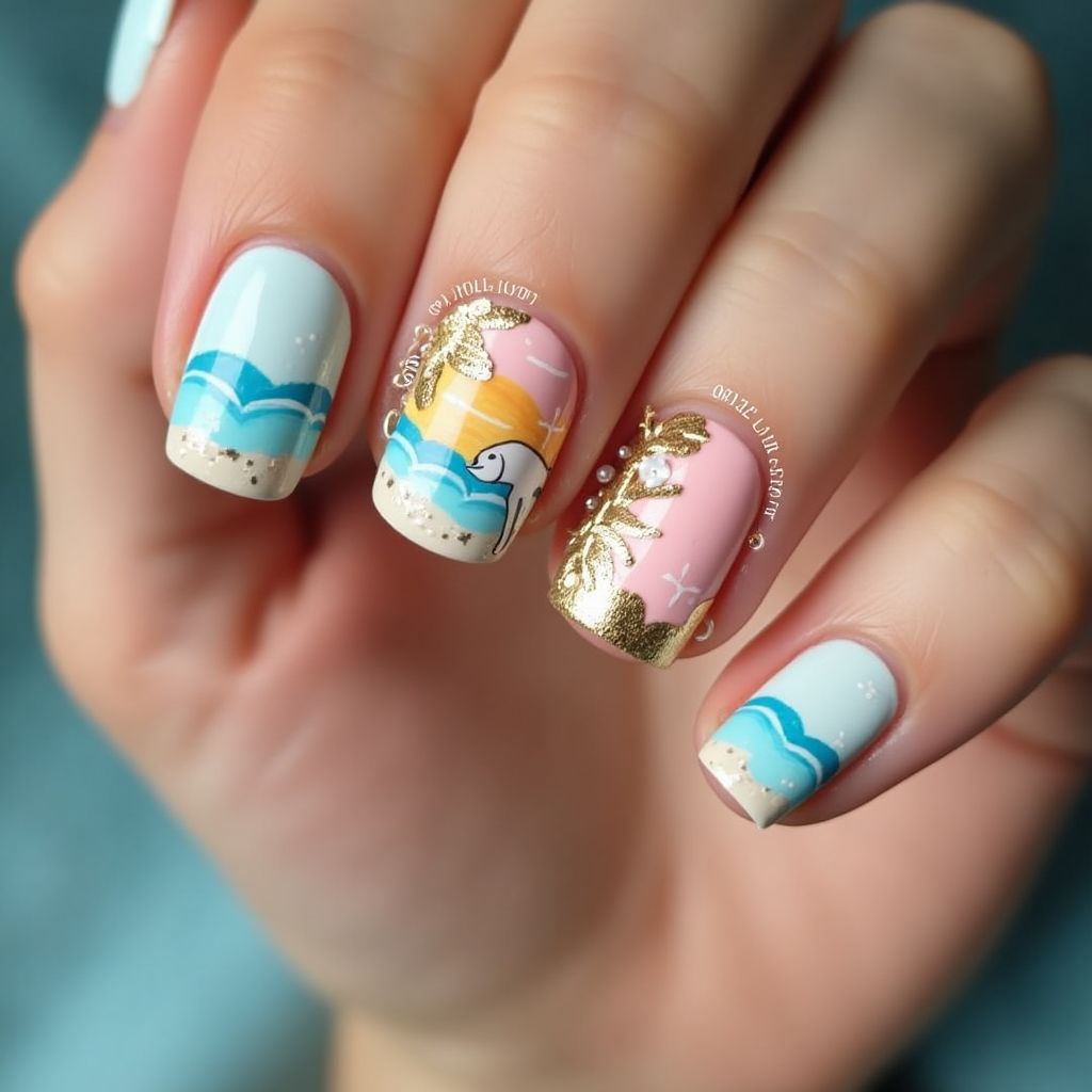 Cruise Freehand Art Nail Design