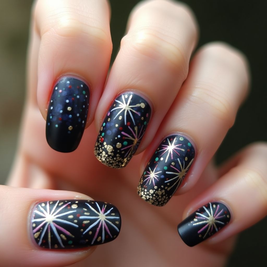 New Year Dotting Nail Design