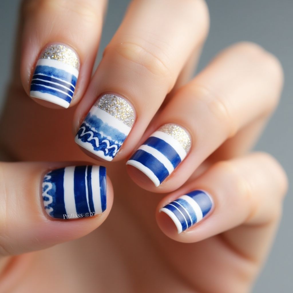 Cruise Stripes And Lines Nail Design