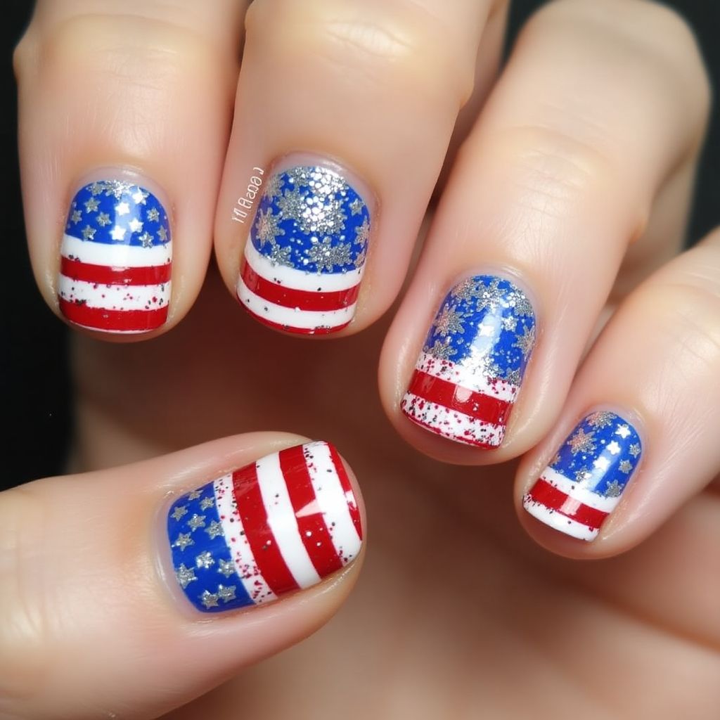 4th Of July Stripes And Lines Nail Design