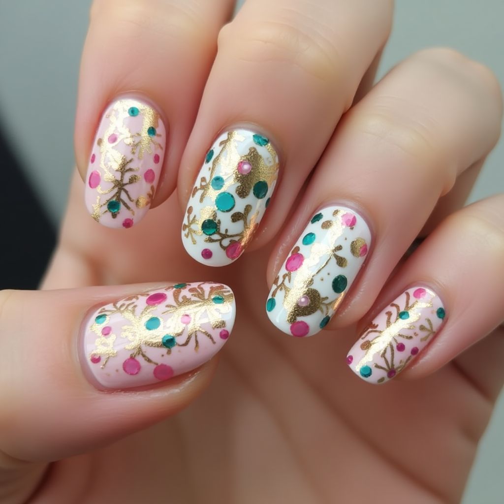 Celebration Freehand Art Nail Design
