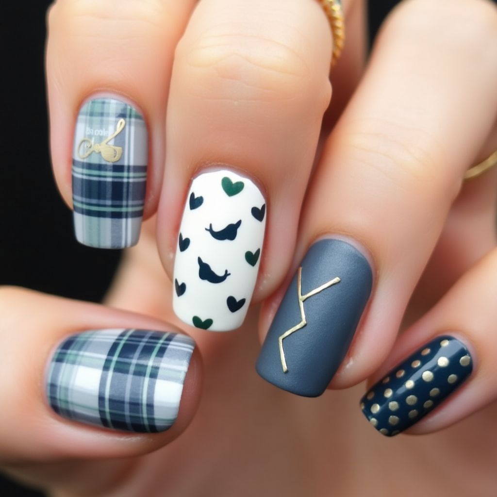 Father's Day Dotting Nail Design