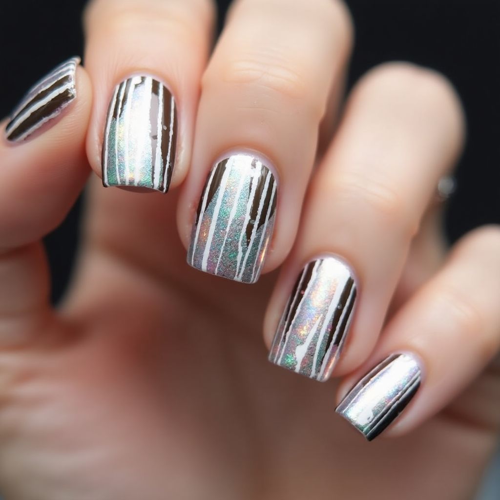 Prom Stripes And Lines Nail Design