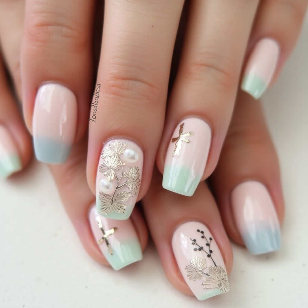 Bridal Shower Freehand Art Nail Design