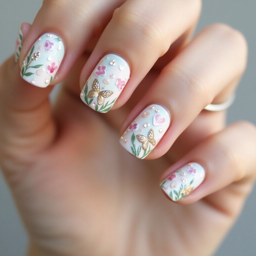 Mother's Day Freehand Art Nail Design