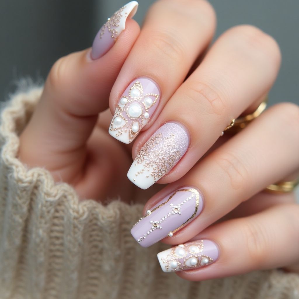 Wedding Dotting Nail Design