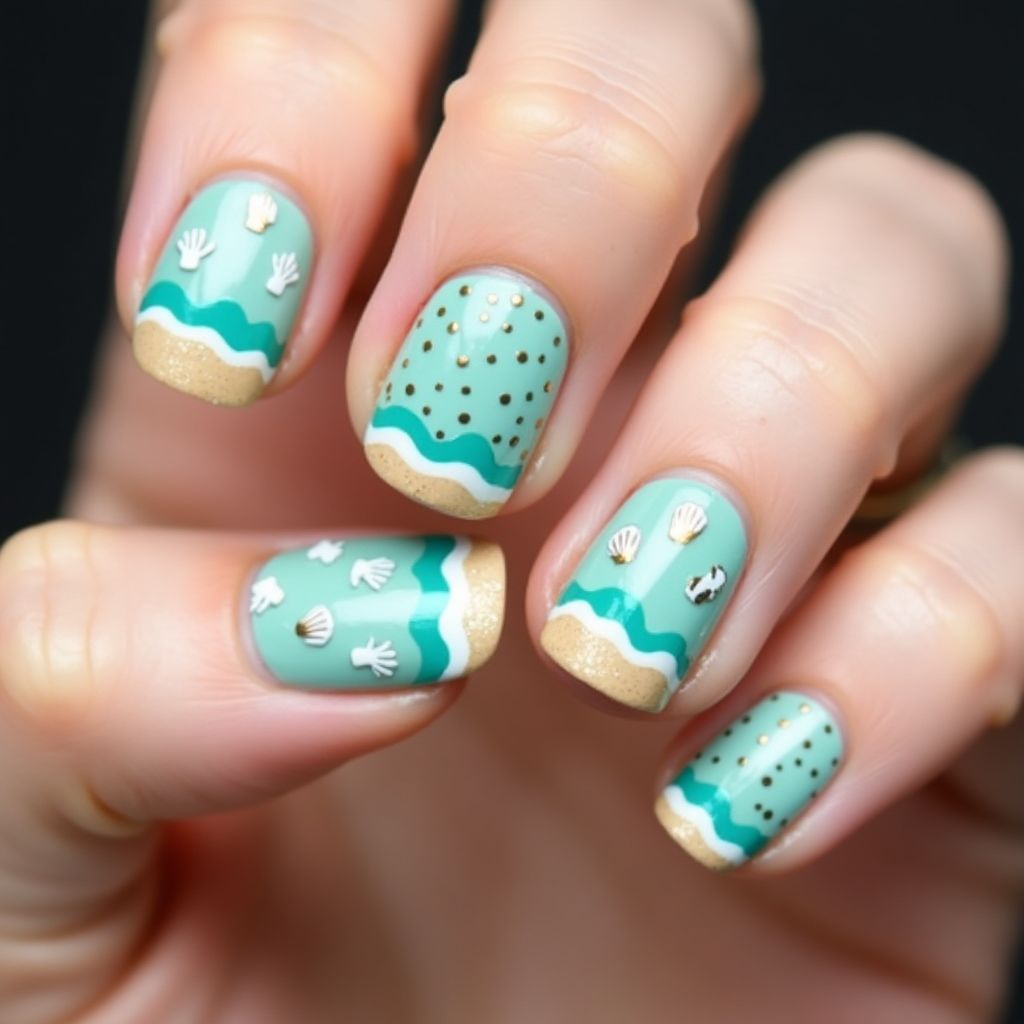 Beach Dotting Nail Design