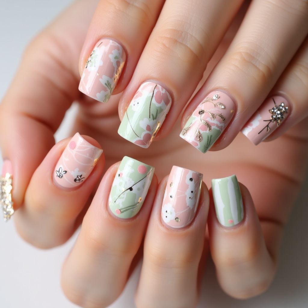 Bridal Shower Stripes And Lines Nail Design
