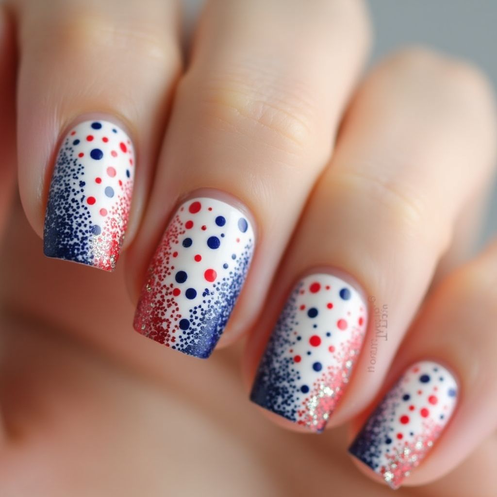 4th Of July Dotting Nail Design