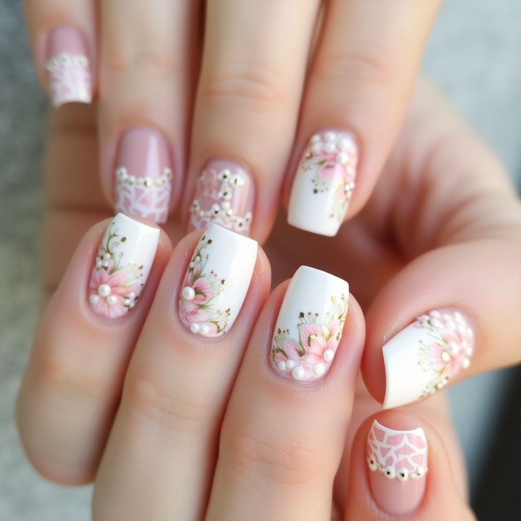 Bridal Shower Dotting Nail Design