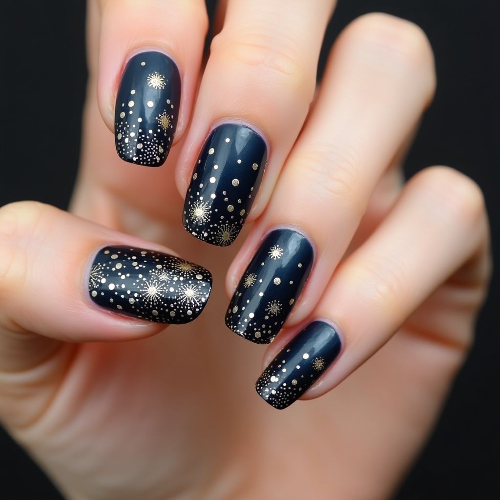 New Year Dotting Nail Design