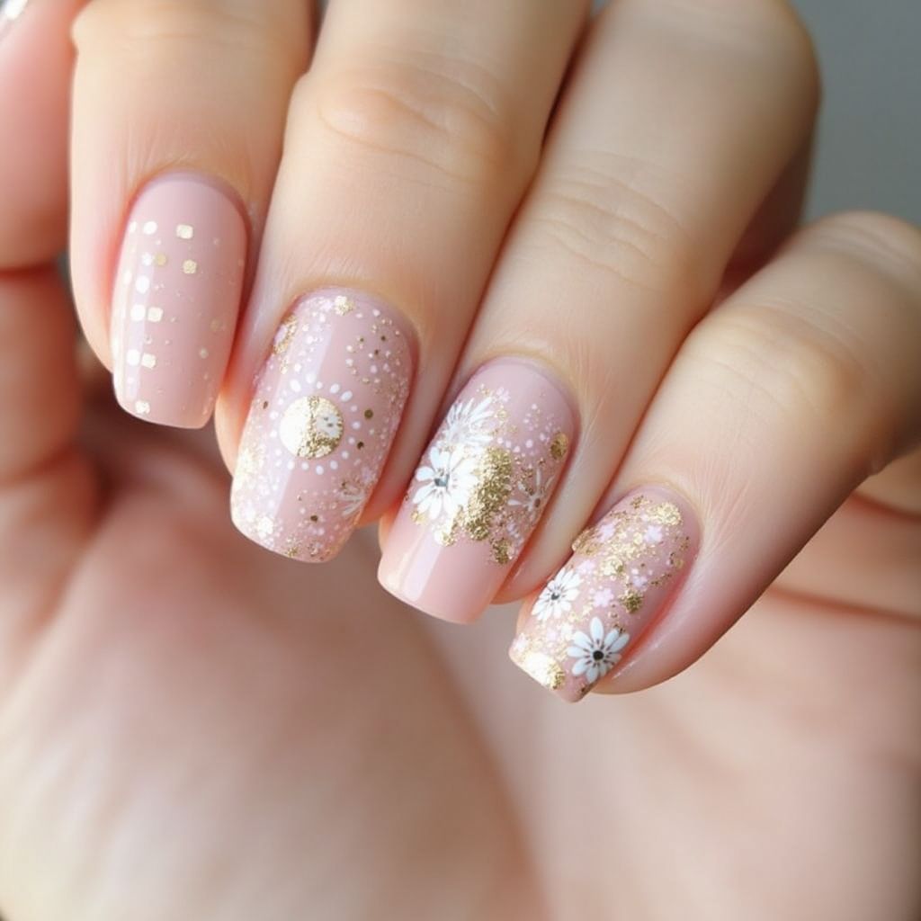 Bridal Shower Dotting Nail Design
