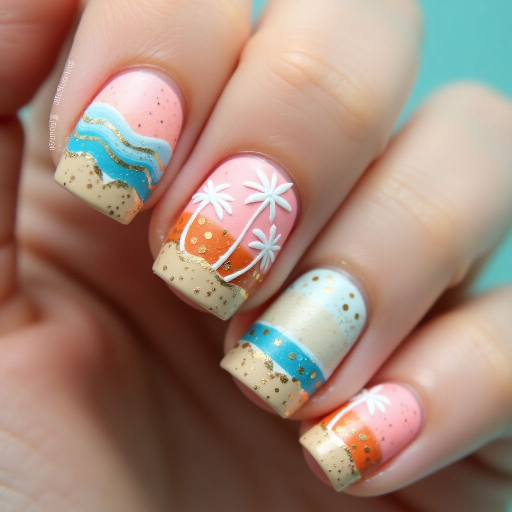 Beach Dotting Nail Design
