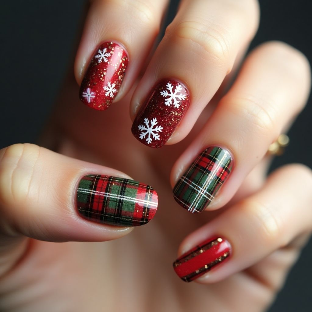 Christmas Stripes And Lines Nail Design