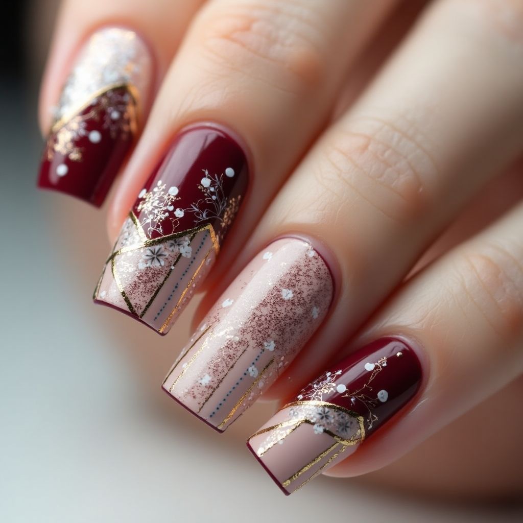 Anniversary Stripes And Lines Nail Design
