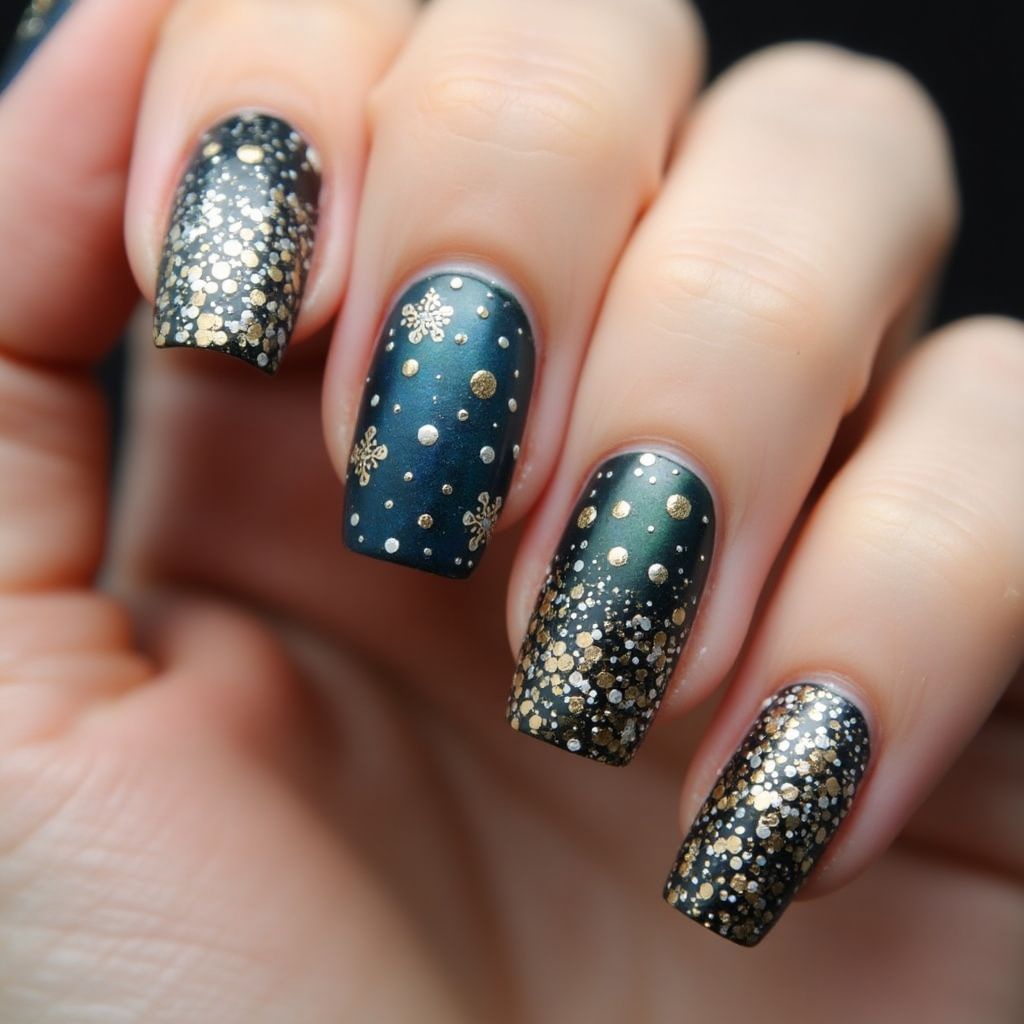 New Year Freehand Art Nail Design