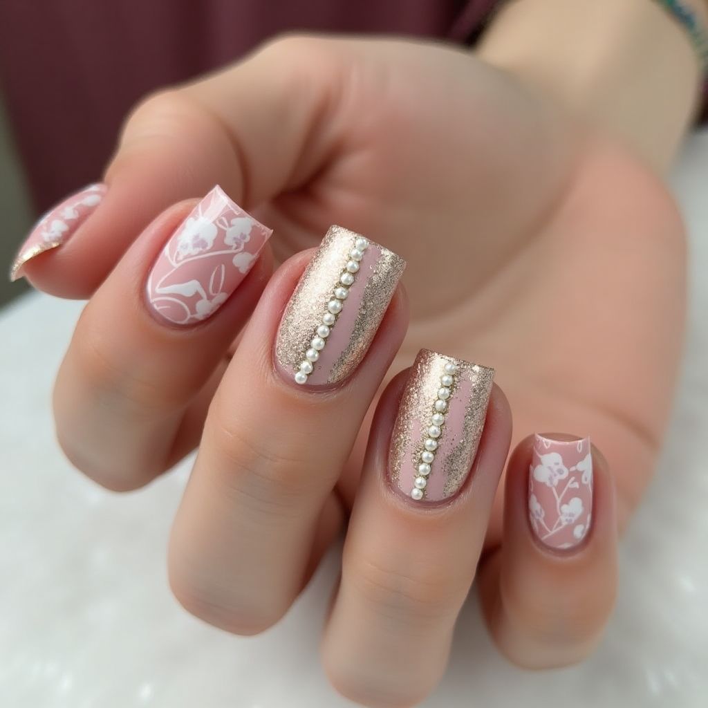 Anniversary Freehand Art Nail Design
