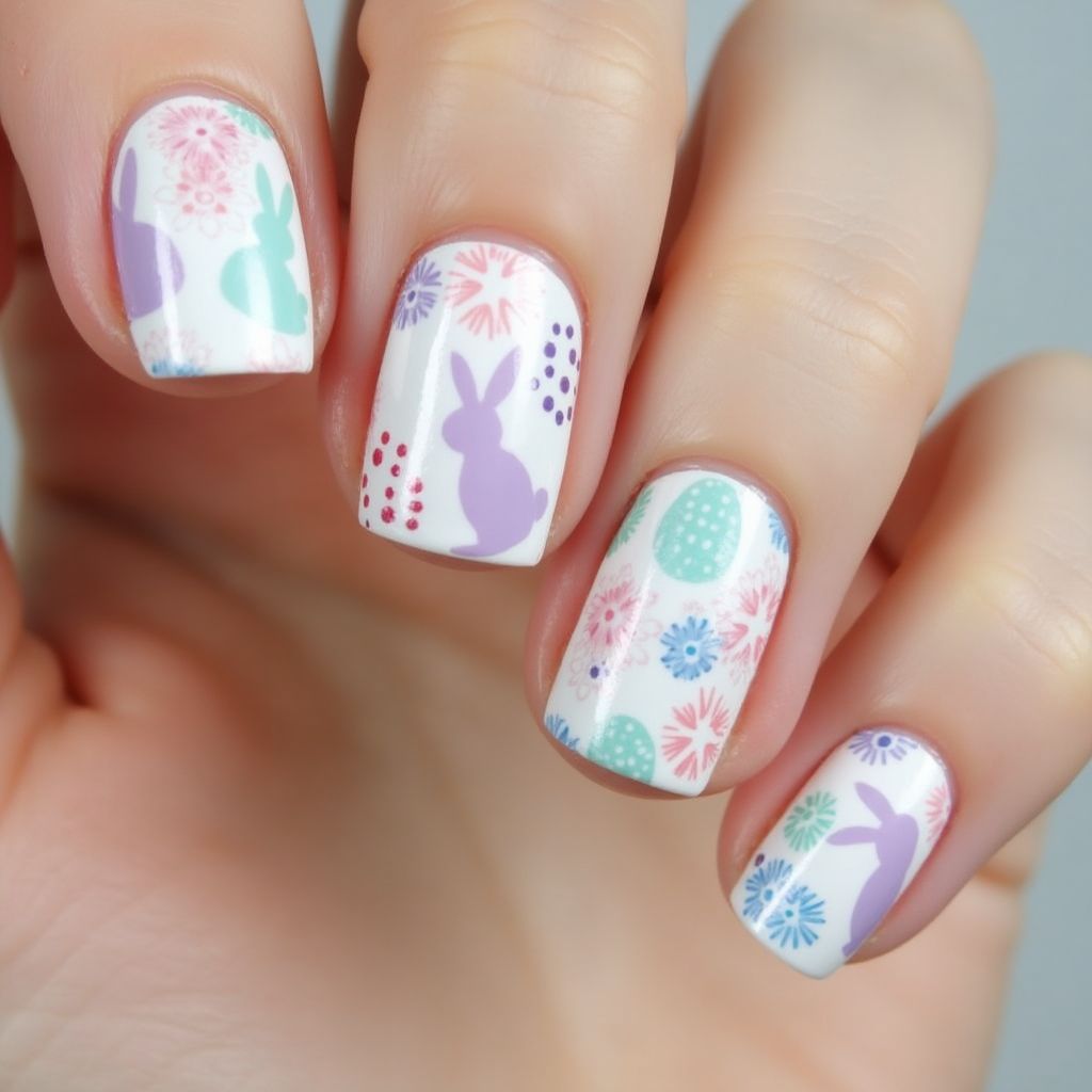 Easter Dotting Nail Design