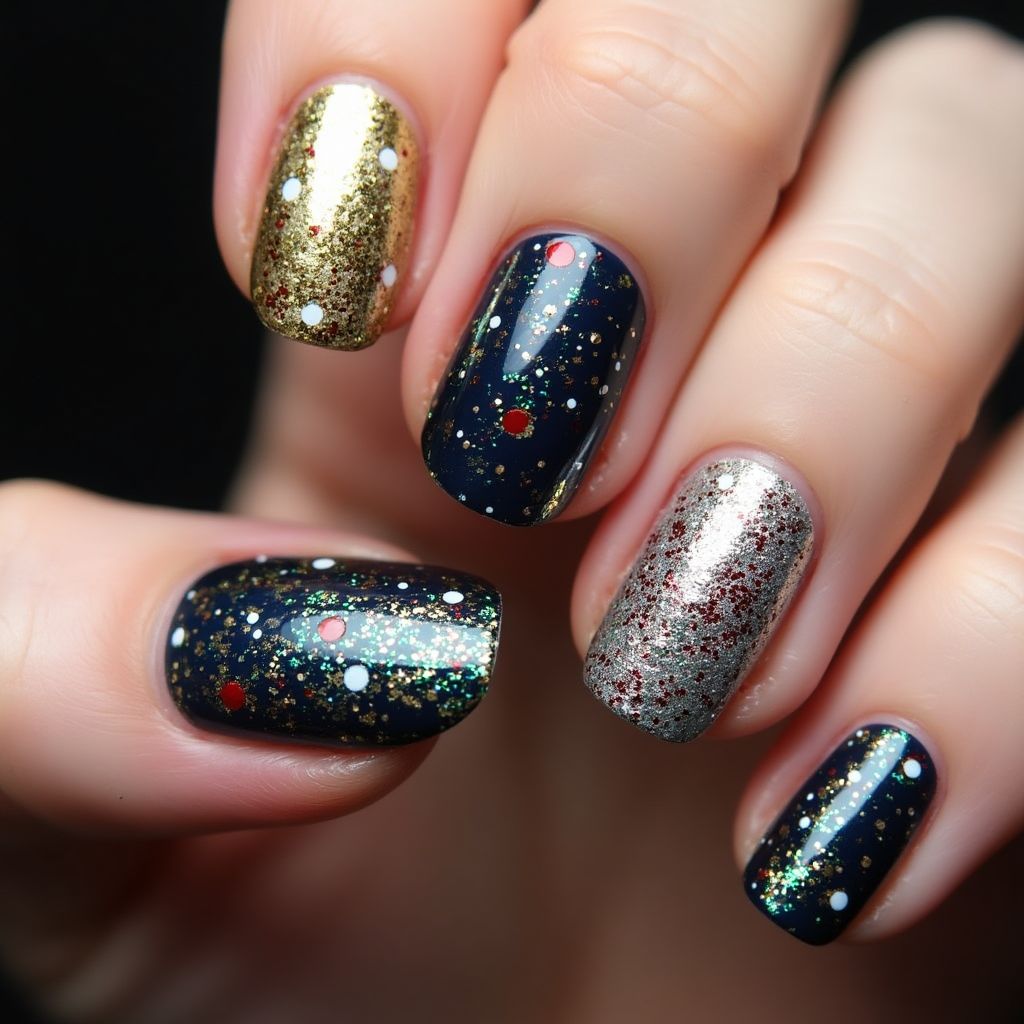 New Year Dotting Nail Design