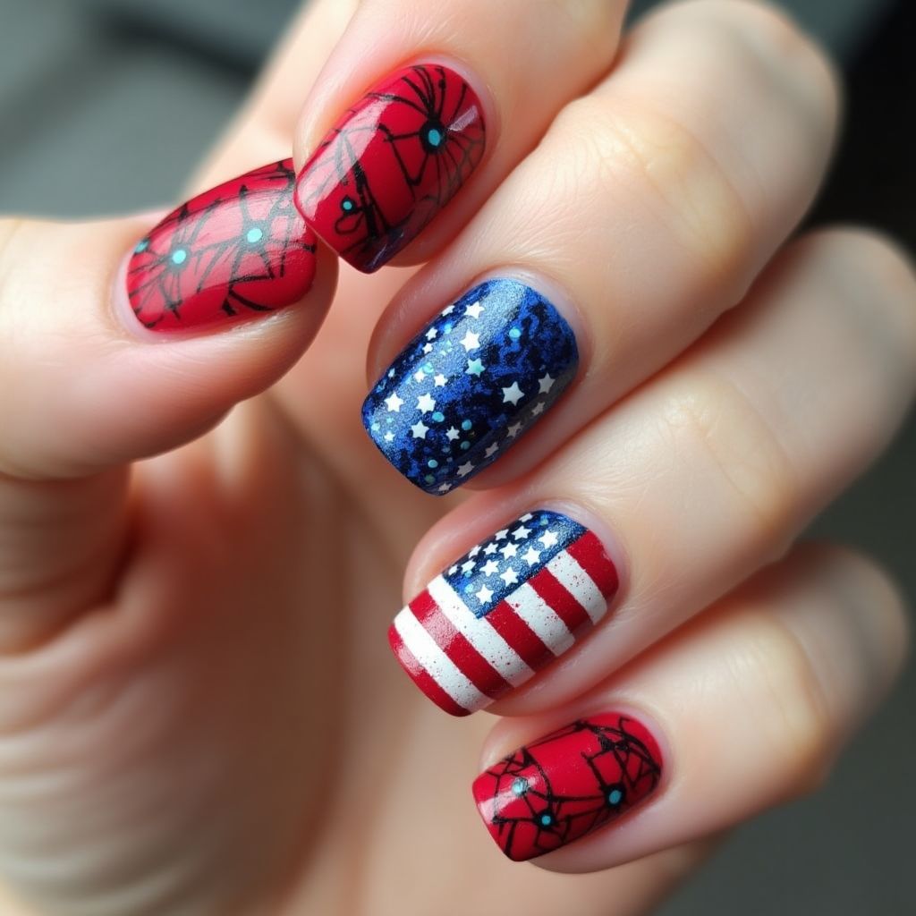 Memorial Day Freehand Art Nail Design
