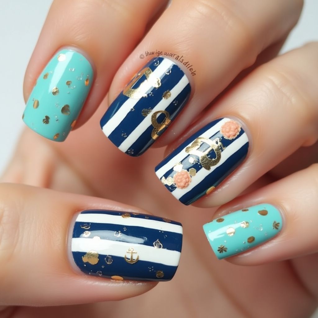 Cruise Stripes And Lines Nail Design